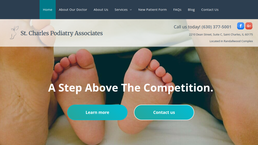 Screenshot of the St. Charles Podiatry Associates website