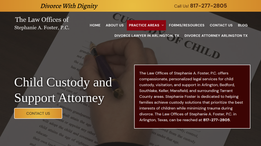 Website screenshot of Law Offices of Stephanie A. Foster, P.C.