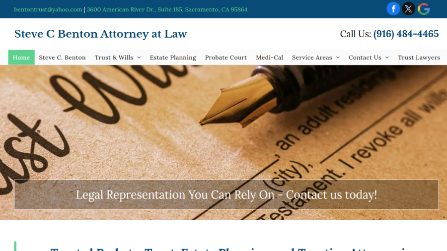 Screenshot of the Steve C Benton Attorney At Law website