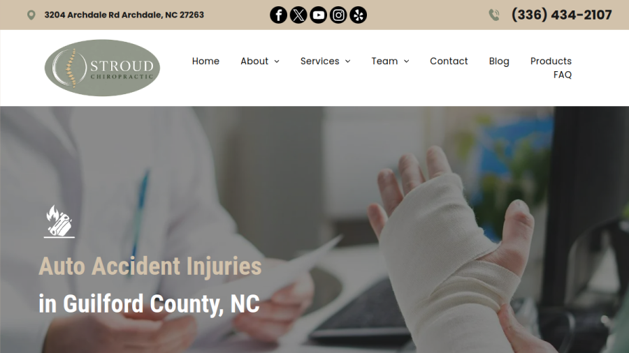 Screenshot of the Stroud Chiropractic Clinic website