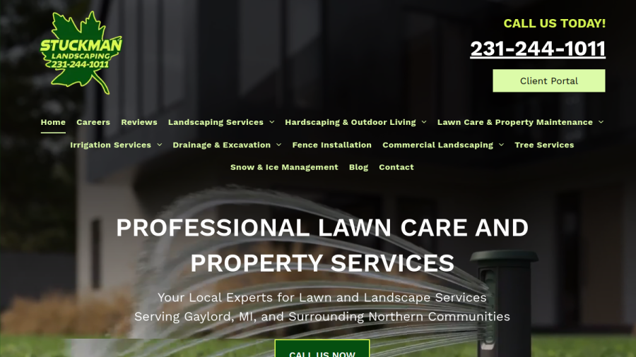 Website screenshot of Stuckman Landscaping