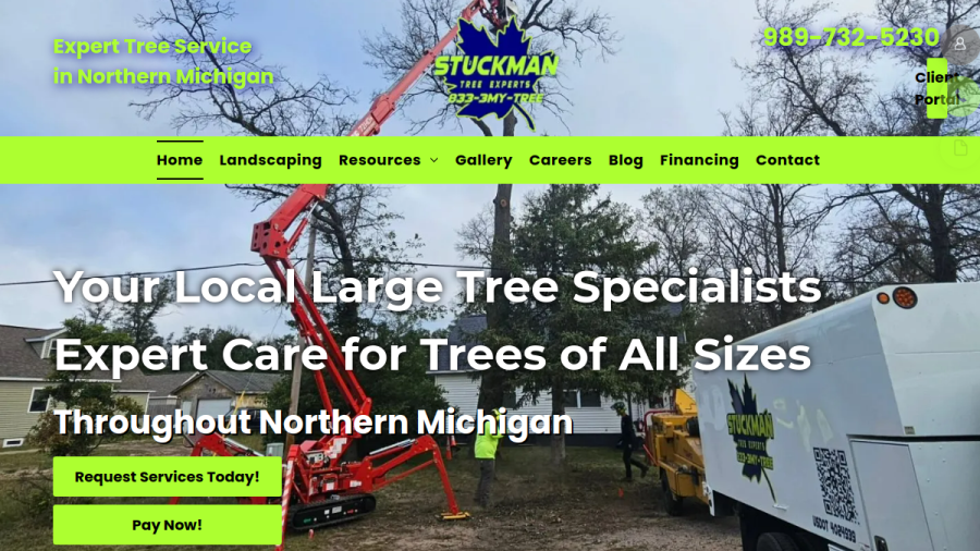 Screenshot of the Stuckman Tree Experts Inc. website