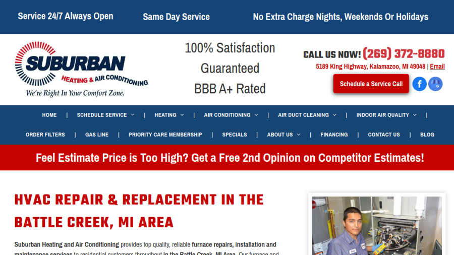 Suburban Heating & Air Conditioning website