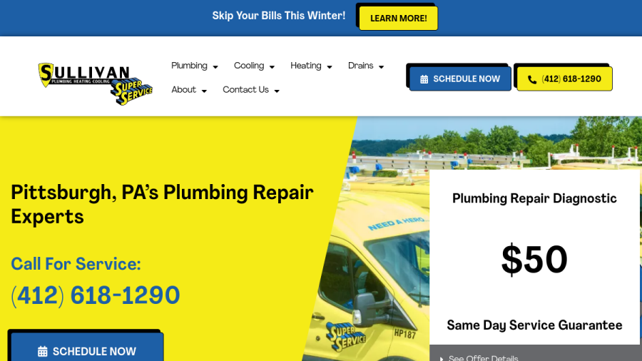 Website screenshot of Sullivan Super Service