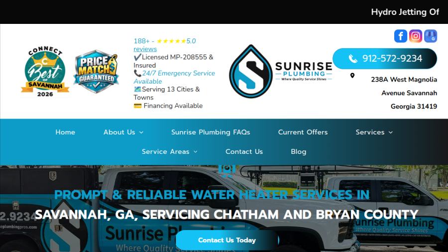Sunrise Plumbing website