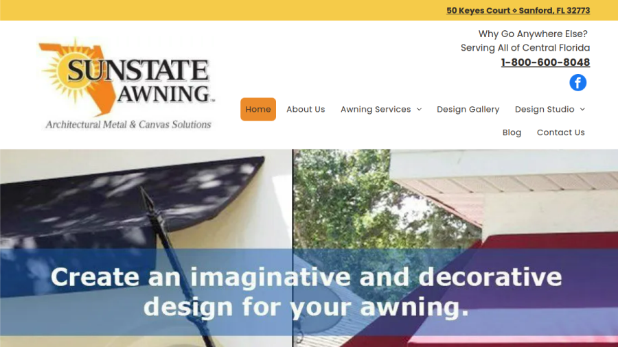 Sunstate Awning website screenshot