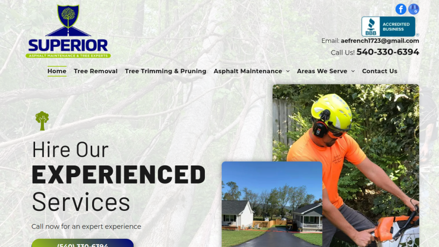 Superior Asphalt Maintenance & Tree Experts website