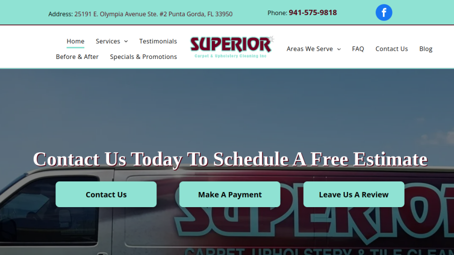 Superior Carpet & Upholstery Cleaning Inc website screenshot