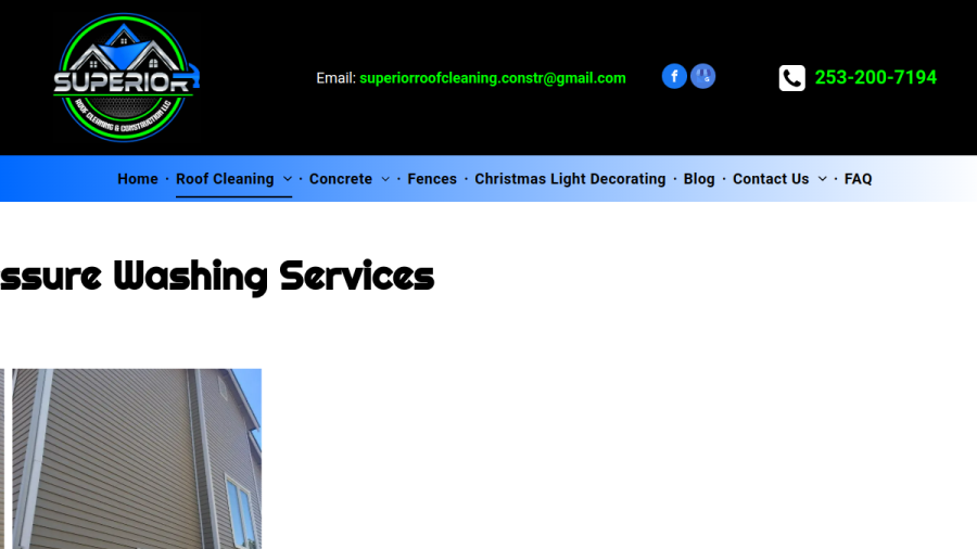 Superior Roof Cleaning & Construction LLC website