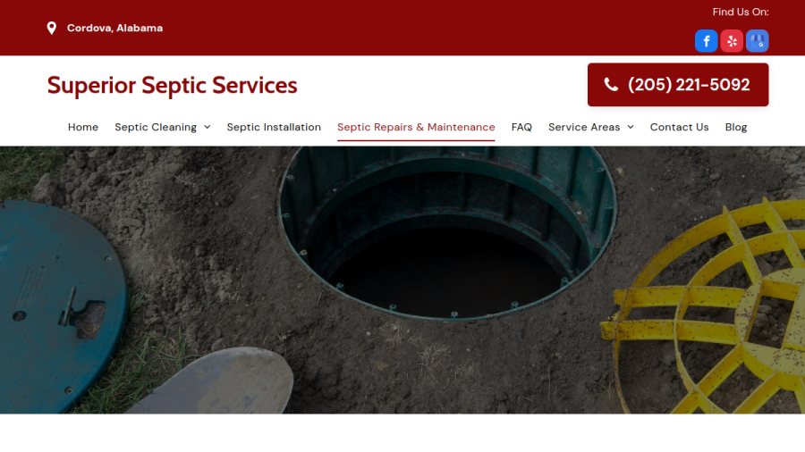 Screenshot of the Superior Septic Services LLC website