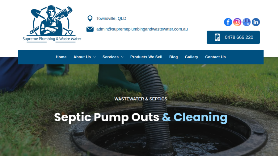 Supreme Plumbing and Waste Water website