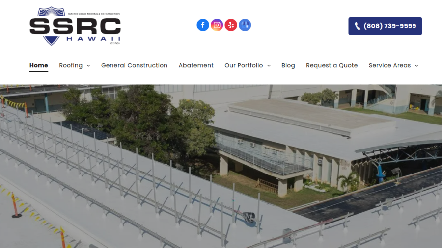 Screenshot of Surface Shield Roofing & Construction website
