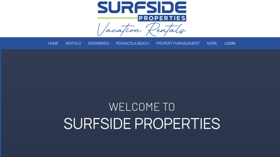Screenshot of the Surfside Properties website