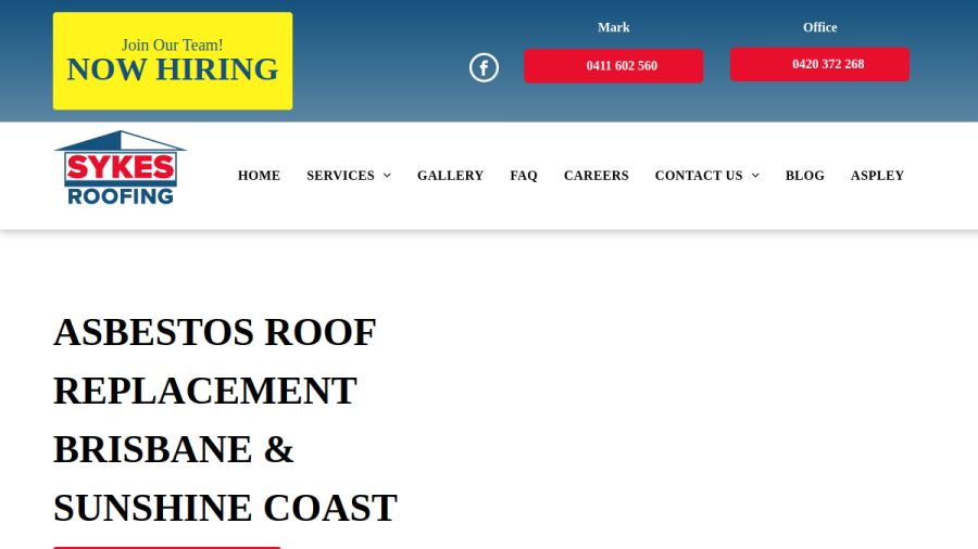 Sykes Roofing website screenshot