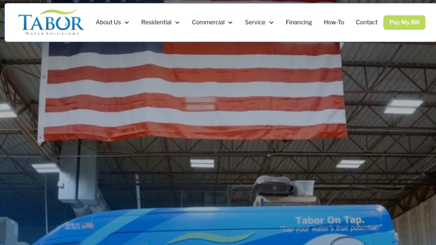 Screenshot of Tabor Water Solutions website