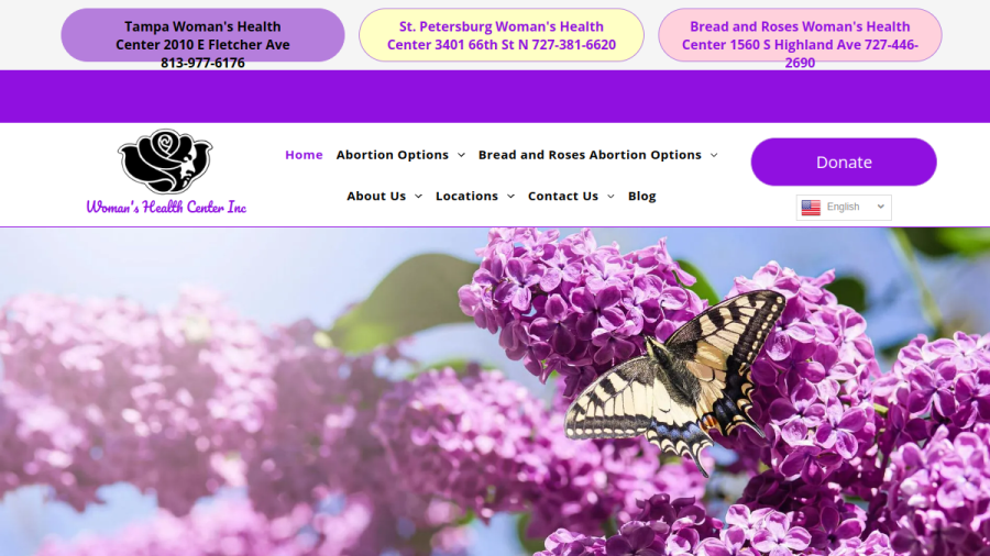 Screenshot of the Tampa Woman's Health Center website