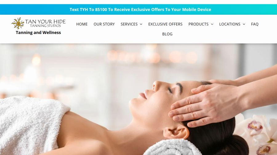 Screenshot of the Tan Your Hide website