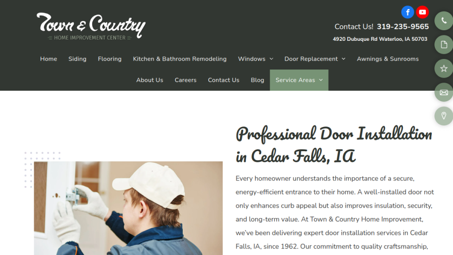 Screenshot of the Town & Country Home Improvement website