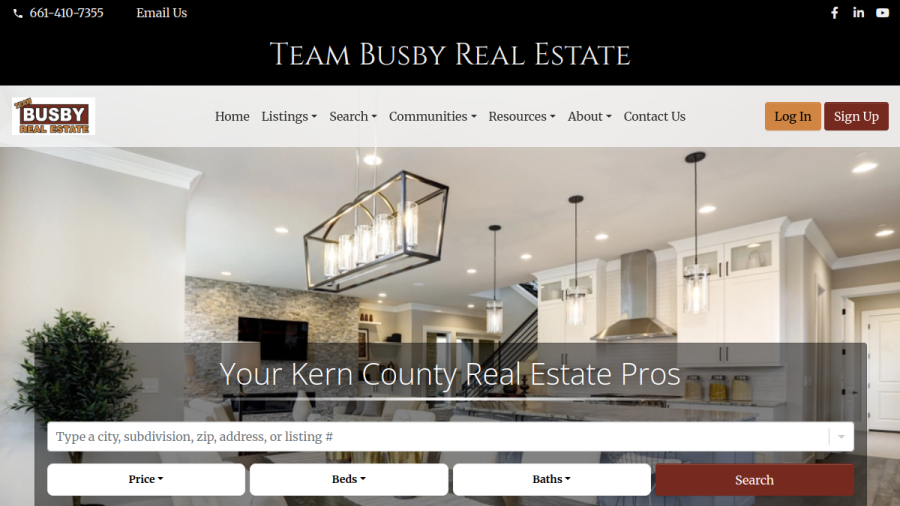 Screenshot of the Team Busby Real Estate website