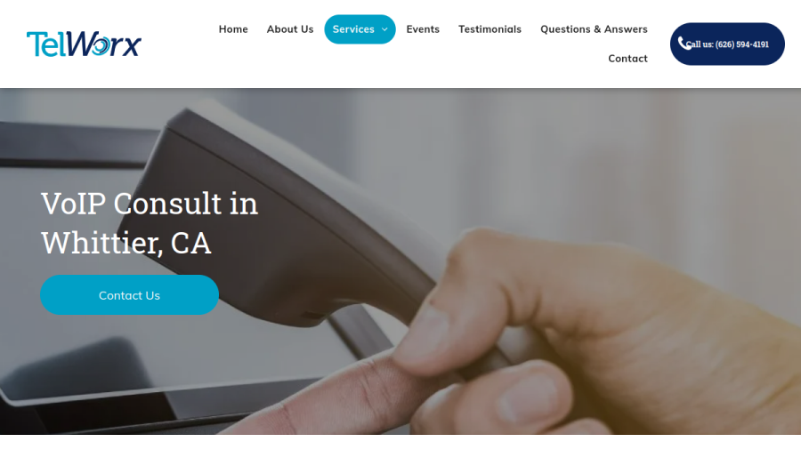 Screenshot of the TelWorx website