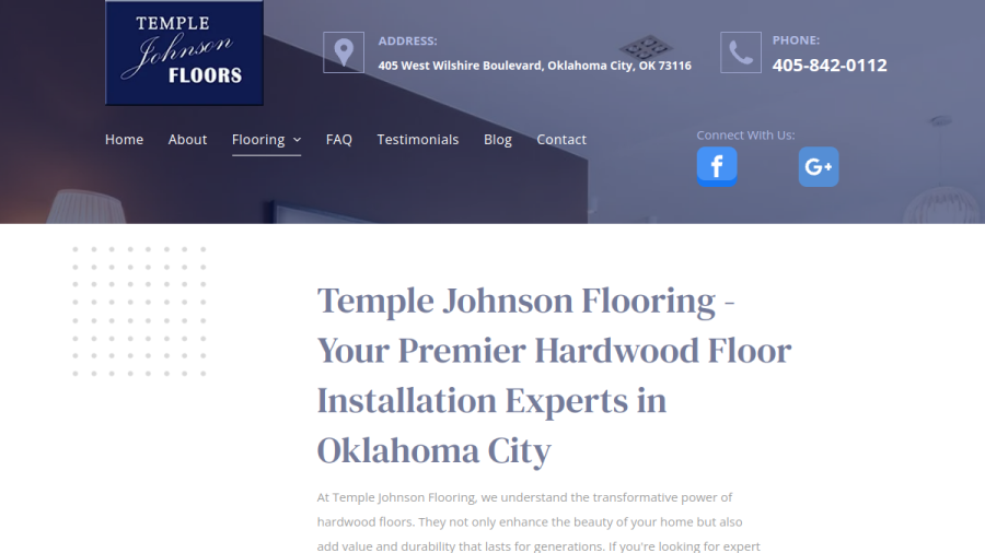 Website screenshot of Temple Johnson Flooring Co