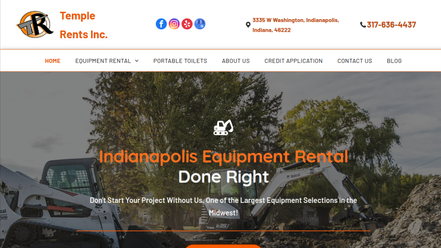 Screenshot of the Temple Rents website