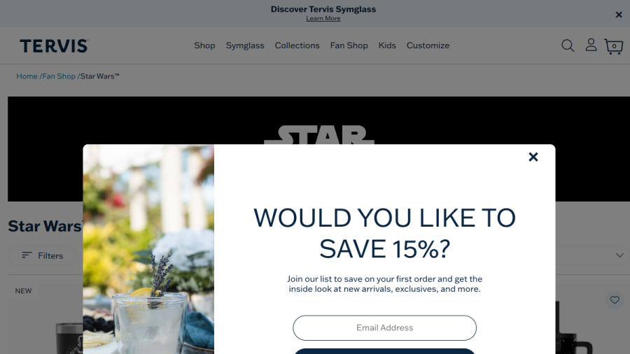 Screenshot of the Tervis Tumbler Headquarters website