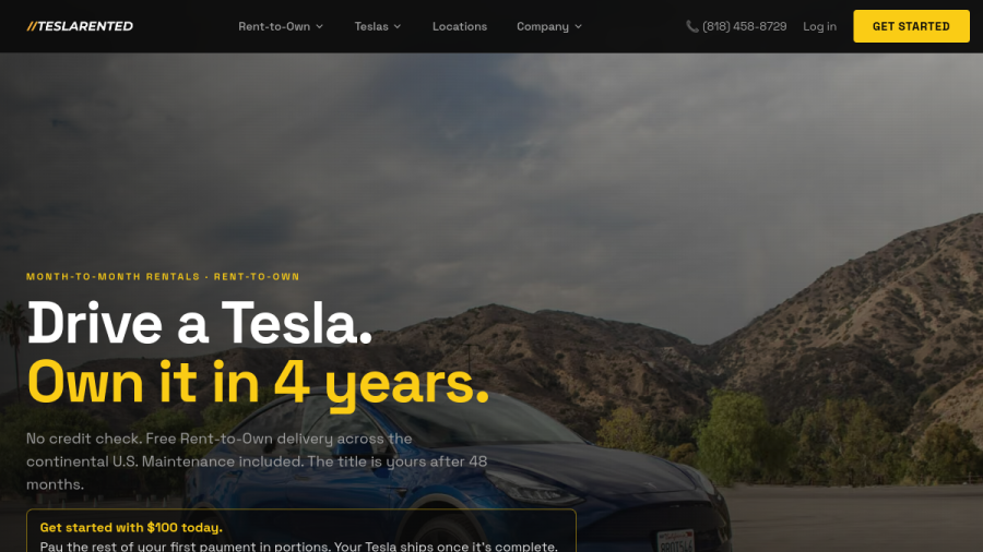 Tesla Rented website