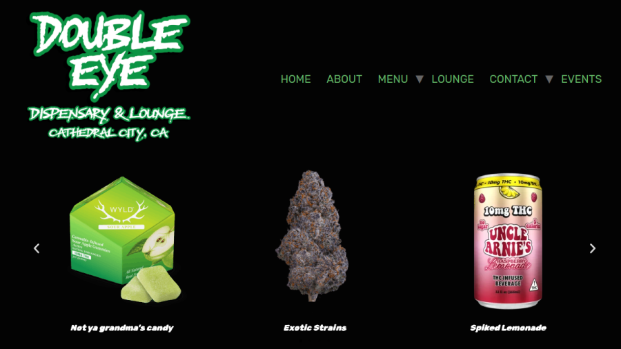 Screenshot of the Double Eye Dispensary & Lounge website