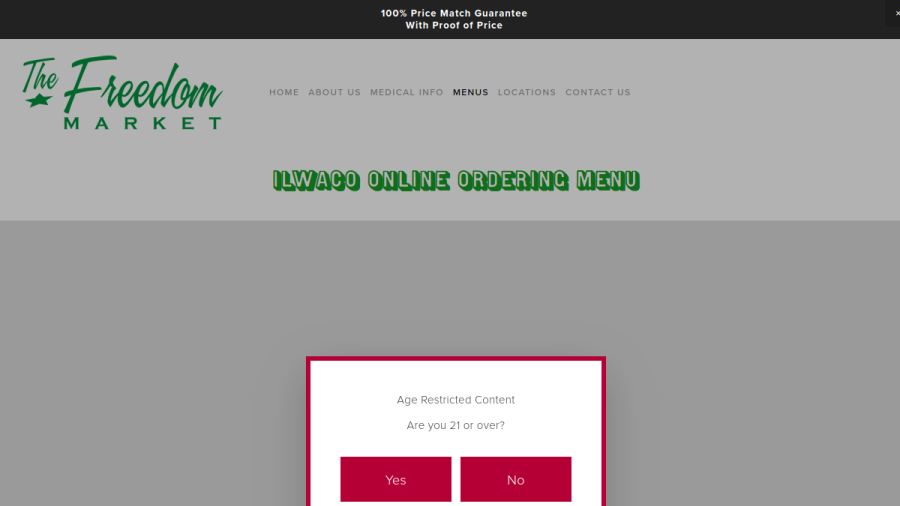 Screenshot of the The Freedom Market Ilwaco website