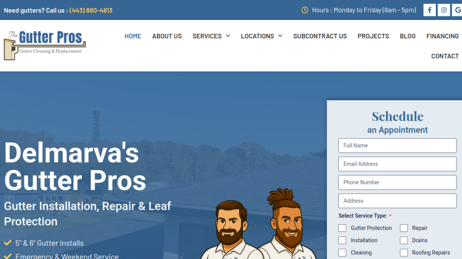 Screenshot of The Gutter Pros website