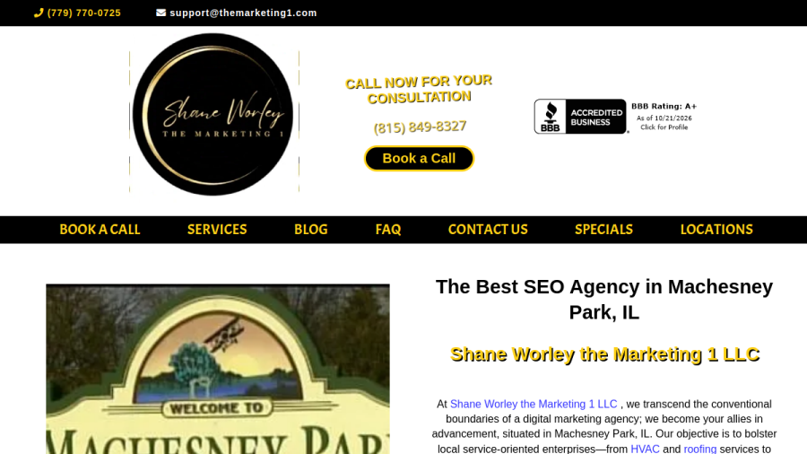 Screenshot of the Shane Worley the Marketing 1 LLC website