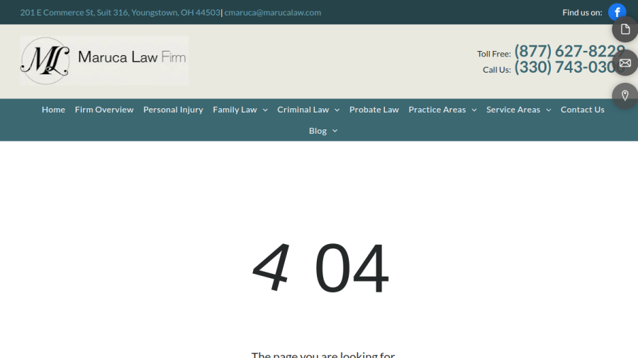 Screenshot of Maruca Law website