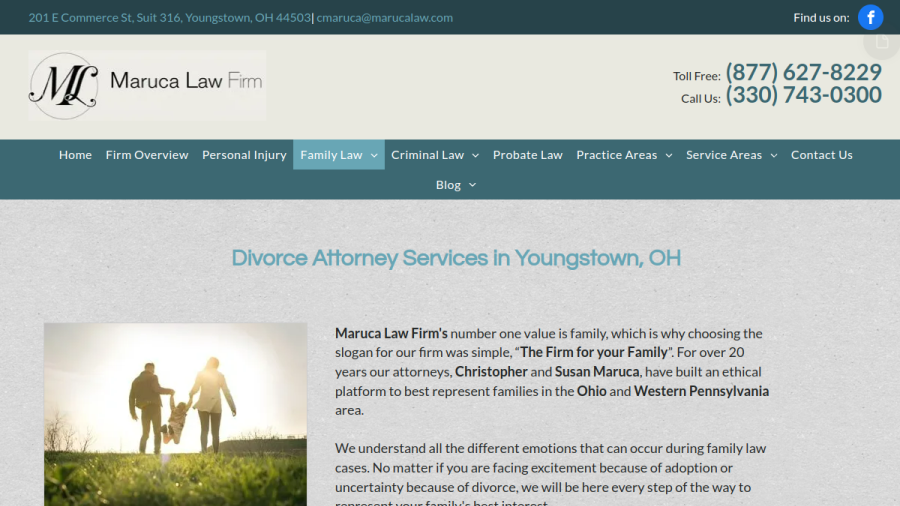 Screenshot of the Maruca Law website
