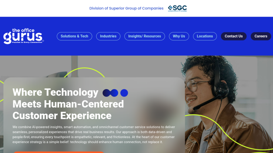 Screenshot of the The Office Gurus website
