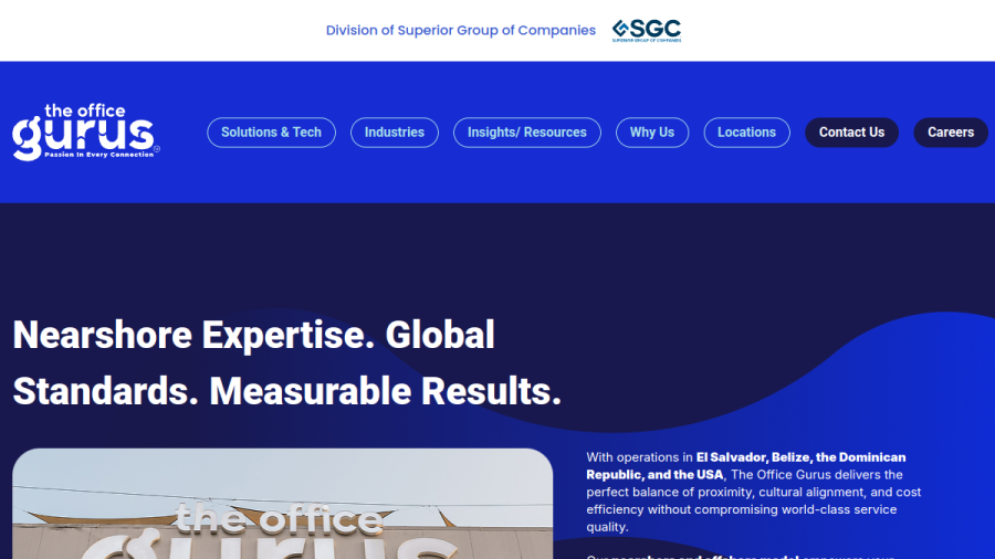 Screenshot of the The Office Gurus website
