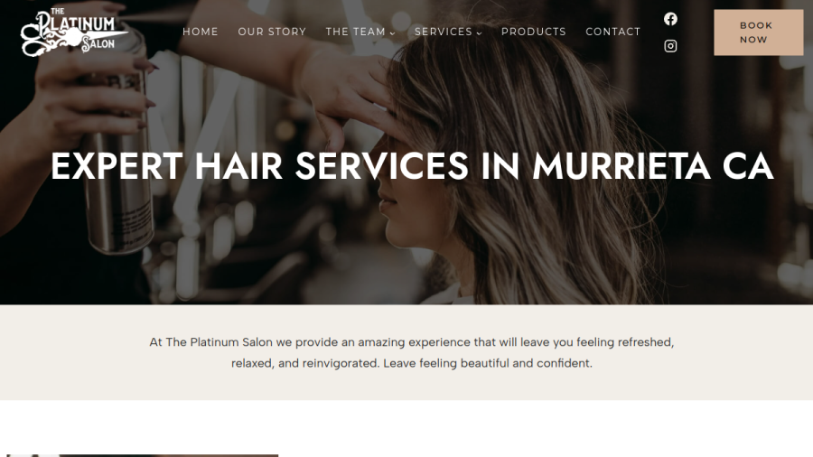 The Platinum Salon website
