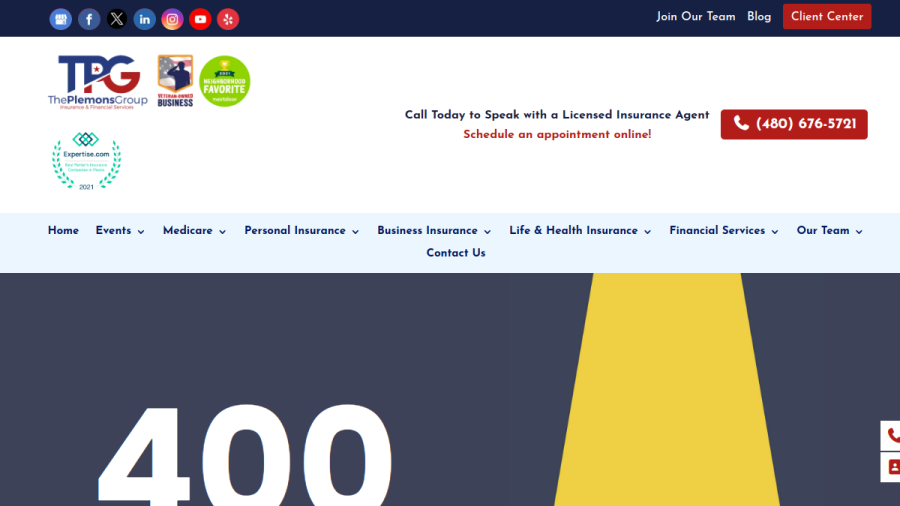 Screenshot of the The Plemons Group website