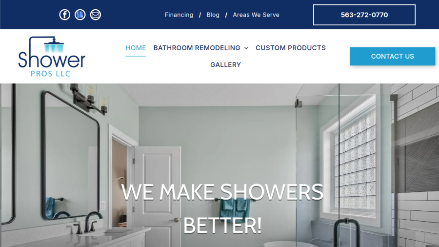 Shower Pros LLC website screenshot