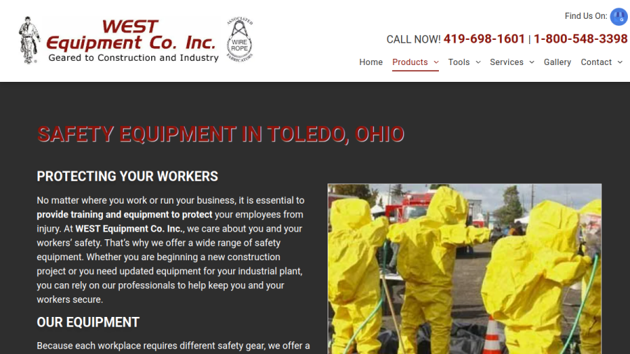 Screenshot of the West Equipment Co Inc website