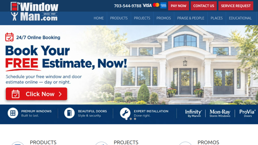 Screenshot of the The Window Man website