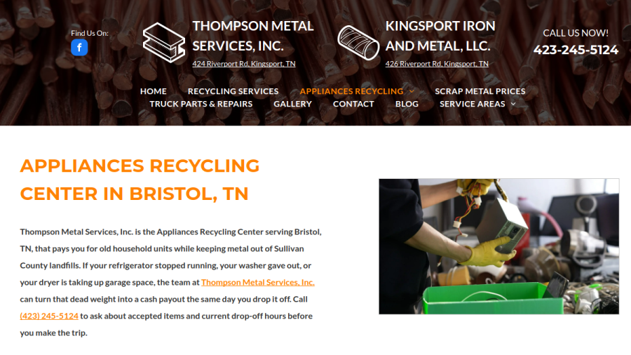 Thompson Metal Services, Inc. website screenshot