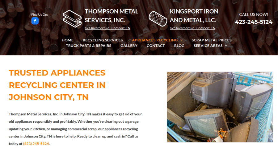 Screenshot of the Thompson Metal Services, Inc. website