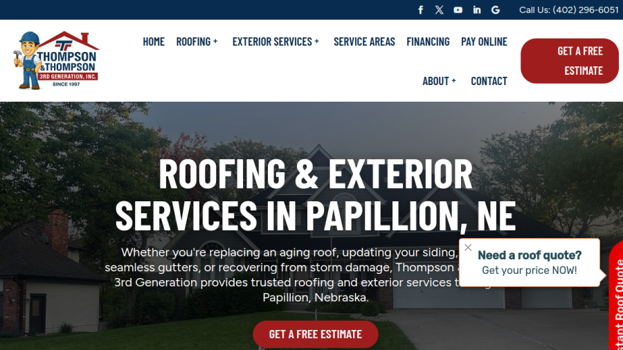 Thompson & Thompson 3rd Generation Roofing, Inc. website