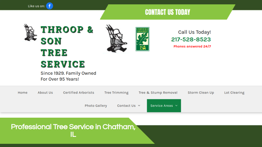 Throop & Son Tree Service website screenshot