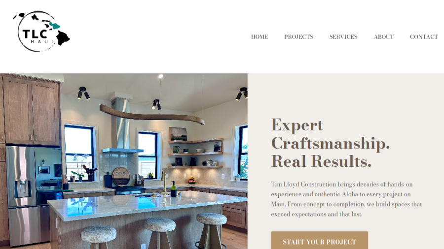 Screenshot of the Tim Lloyd Construction website