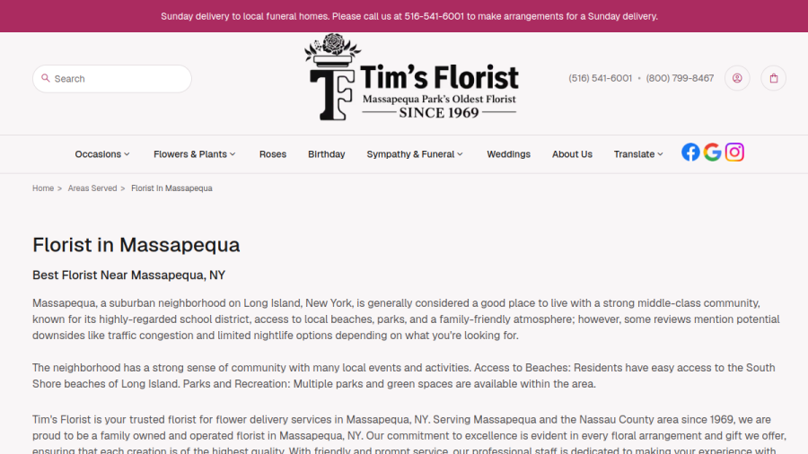 Tim's Florist website