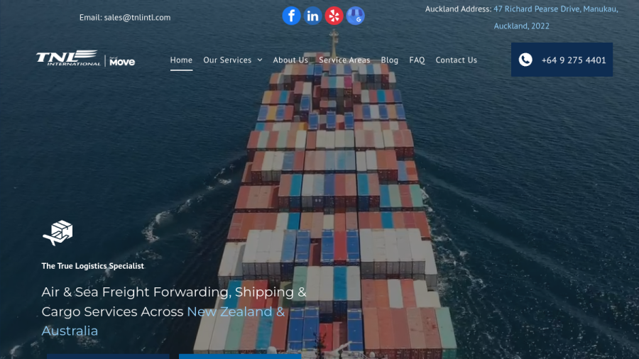 Screenshot of the TNL International Ltd website