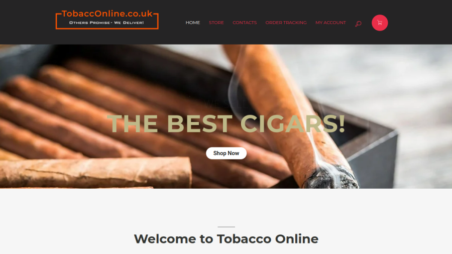 Screenshot of the Tobacco Online website