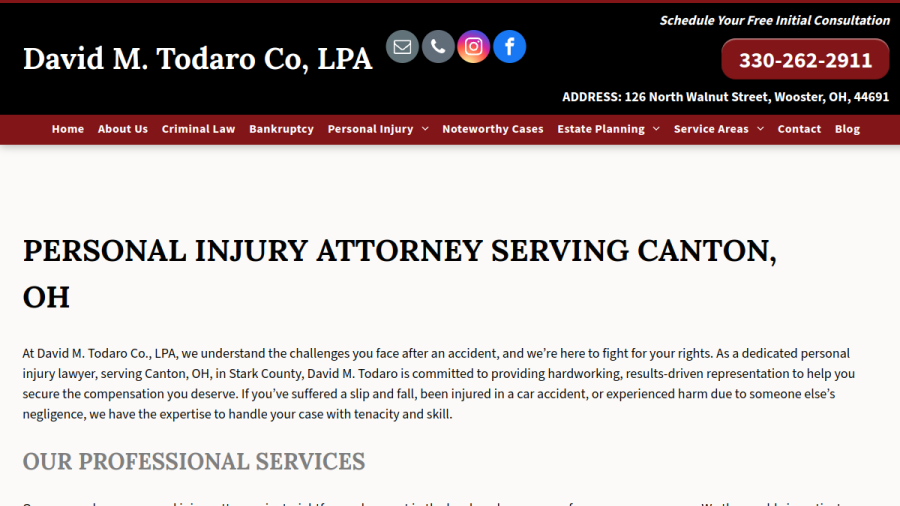 Screenshot of David M. Todaro Co., LPA website